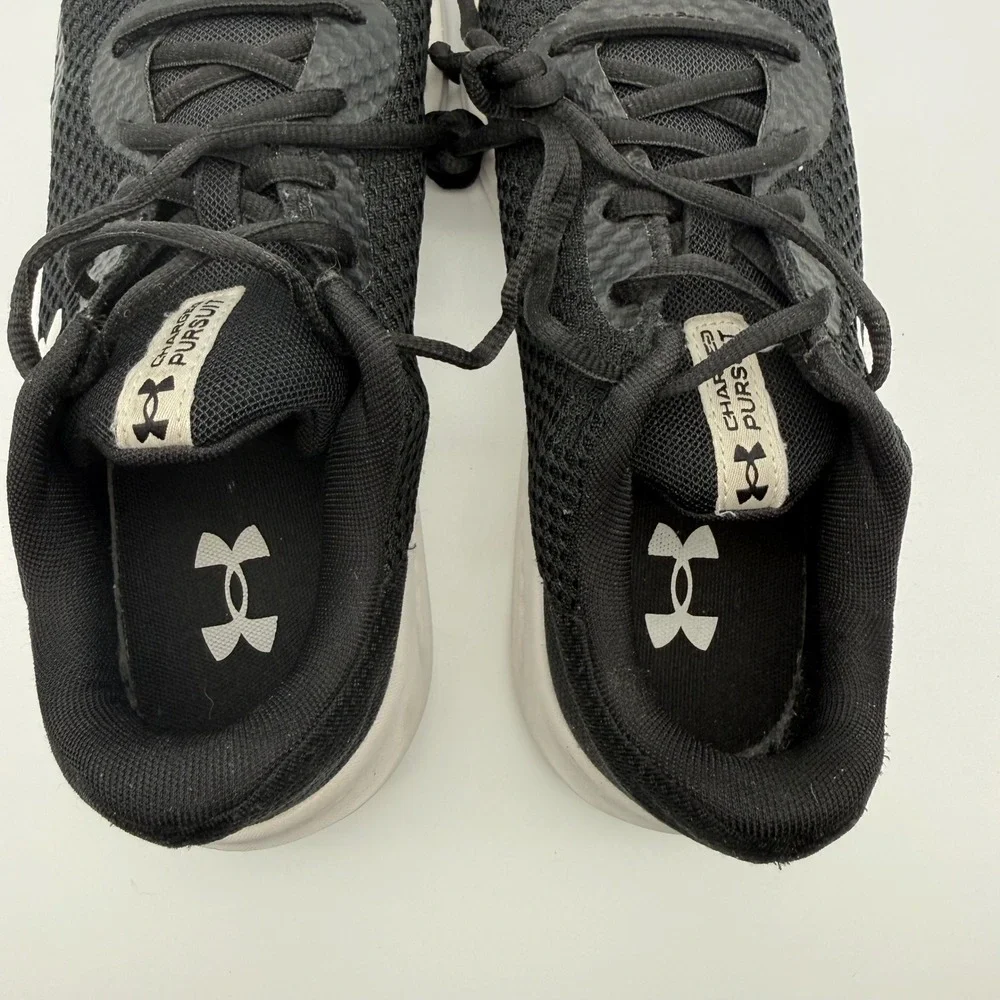 Under Armour Charged Pursuit 3 Running Shoes Black White Size 7Y 3024987-001